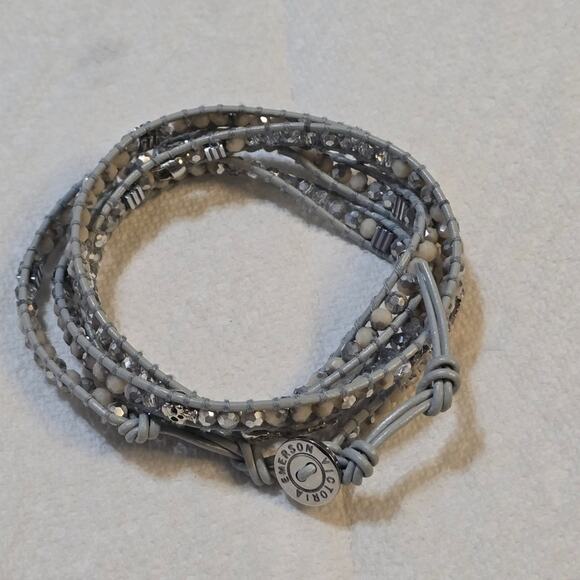Victoria Emerson Crystal & Skull Wrap Bracelet wraps 5 times at wrist,‎ 36” long - Picture 6 of 8